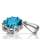 Pendant Aquamarine Sterling silver 925 Vintage craft vpc008s