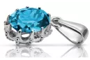 Pendant Aquamarine Sterling silver 925 Vintage craft vpc008s