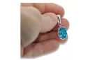 Pendant Aquamarine Sterling silver 925 Vintage craft vpc008s