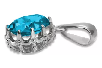 Pendant Aquamarine Sterling silver 925 Vintage craft vpc008s