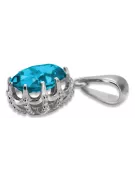Pendant Aquamarine Sterling silver 925 Vintage craft vpc008s