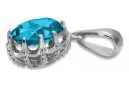 Pendant Aquamarine Sterling silver 925 Vintage craft vpc008s
