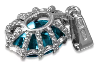 Pendant Aquamarine Sterling silver 925 Vintage craft vpc008s