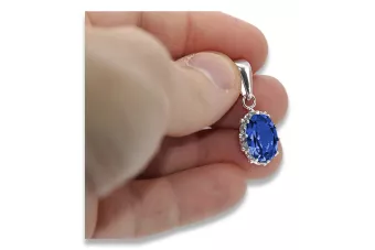 Sterling silver 925 Sapphire Pendant Vintage style vpc008s