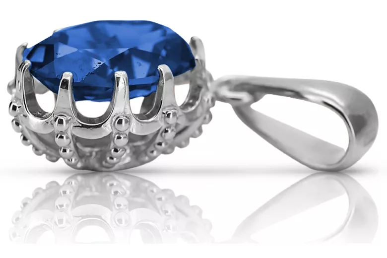 Sterling silver 925 Sapphire Pendant Vintage style vpc008s