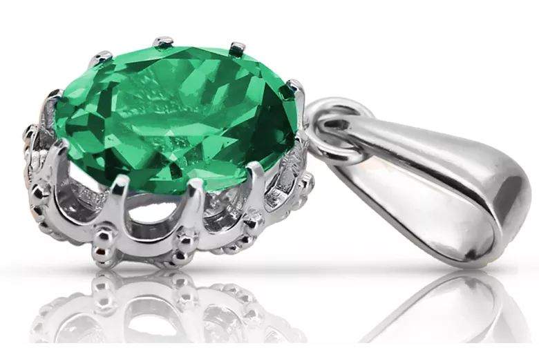 Pendant Emerald Sterling silver 925 Vintage Jewlery vpc008s