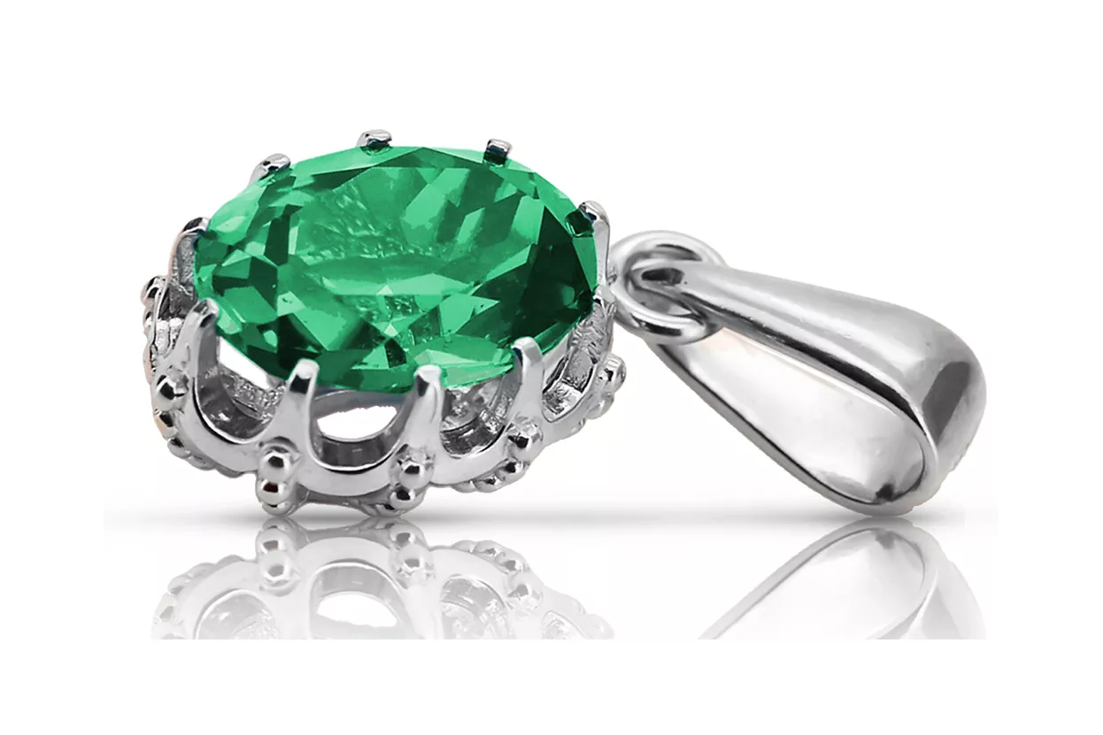 Pendant Emerald Sterling silver 925 Vintage Jewlery vpc008s