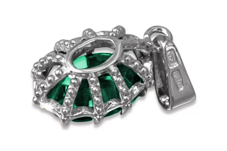 Pendant Emerald Sterling silver 925 Vintage Jewlery vpc008s