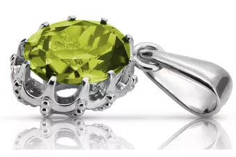 Pandantiv Peridot galben Lira sterlină de argint 925 Stil Vintage vpc008s