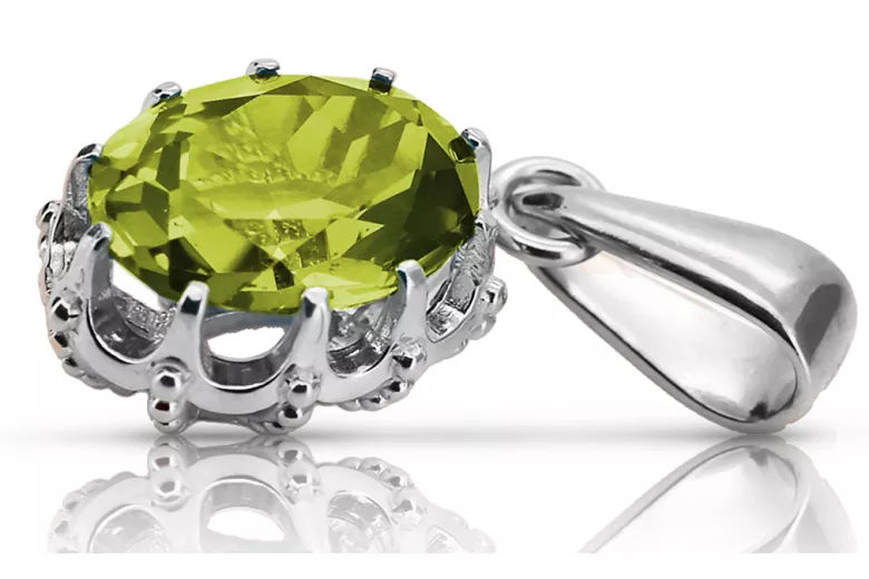 Sterling silver 925 Yellow Peridot Pendant Vintage vpc008s