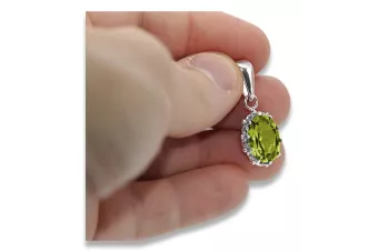 Gelber Peridot Sterling Silber 925 Anhänger Vintage Schmuck vpc008s