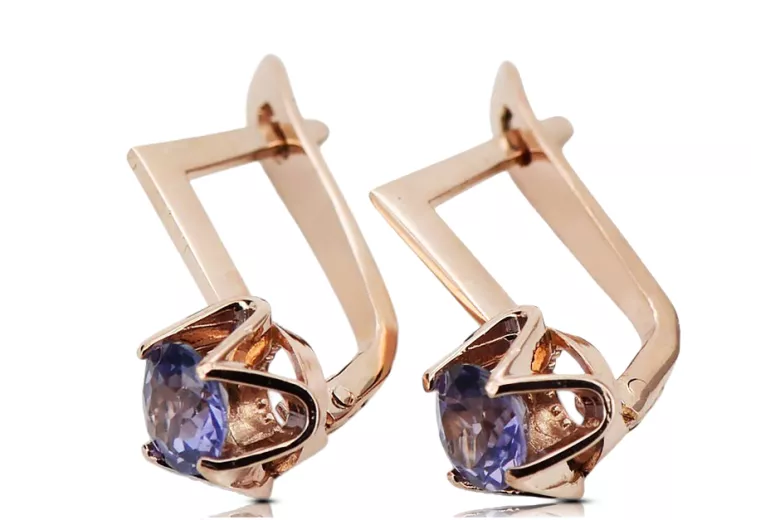 Vintage rose pink 14k 585 gold alexandrite earrings vec005 Vintage Russian Soviet Style