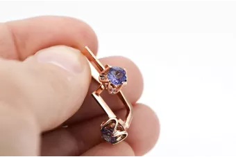 Винтаж розова розова 14k 585 златни акасандрит обици vec005 Винтаж руски съветски стил