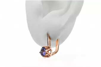 Vintage rožinė rožinė 14k 585 aukso aleksandrito auskariai vec005 Vintage rusų sovietų stilius