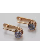 Cercei vintage din aur roz 14k 585 cu alexandrit vec005, stil sovietic rusesc vintage
