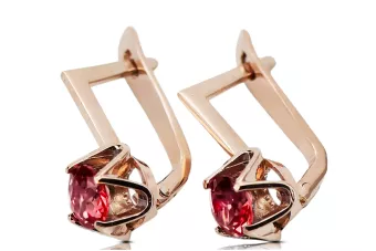 الروبين الذهب الوردي الأصلي أقراط حرف يدوية فينتاج vec005r