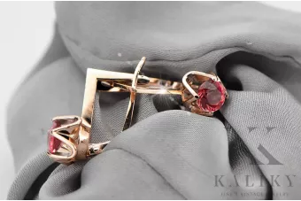 Style vintage Des boucles d'oreilles Rubis Or rose 14 carats vintage d'origine vec005r