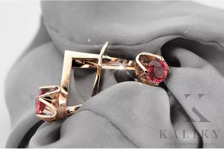 Earrings Vintage Ruby Original Vintage 14K Rose Gold vec005r
