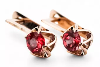 Rubinrot Originales Vintage-Roségold aus 14 Karat Ohrringe Vintage vec005r