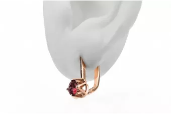 Style vintage Des boucles d'oreilles Rubis Or rose 14 carats vintage d'origine vec005r