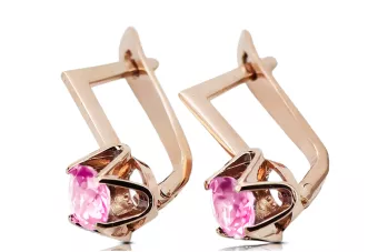 Vintage craft Earrings Amethyst Original Vintage 14K Rose Gold vec005r