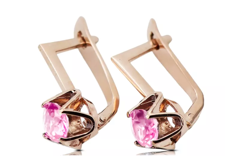Vintage craft Earrings Amethyst Original Vintage 14K Rose Gold vec005r