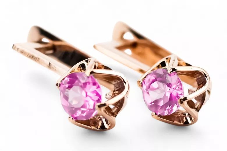 Vintage craft Earrings Amethyst Original Vintage 14K Rose Gold vec005r
