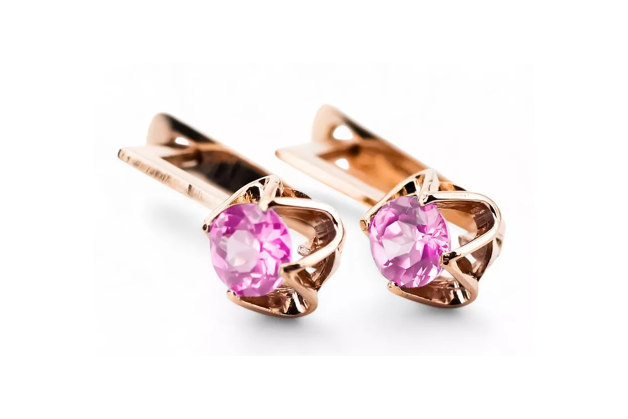 Vintage craft Earrings Amethyst Original Vintage 14K Rose Gold vec005r Vintage craft Earrings Amethyst Original Vintage 14K Rose Gold vec005r
