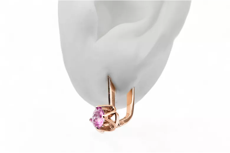 Vintage craft Earrings Amethyst Original Vintage 14K Rose Gold vec005r