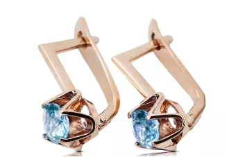 Сережки Вінтаж вироби Аквамарин Оригінальне вінтажне рожеве золото 14 карат vec005r