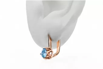 Сережки Вінтаж вироби Аквамарин Оригінальне вінтажне рожеве золото 14 карат vec005r