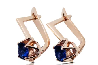 Обеци Сапфир Оригинално ретро 14k розово злато Винтидж стил vec005r