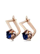 Oro rosa antiguo original de 14k Zafiro Pendientes Estilo vintage vec005r