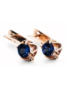 Oro rosa antiguo original de 14k Zafiro Pendientes Estilo vintage vec005r
