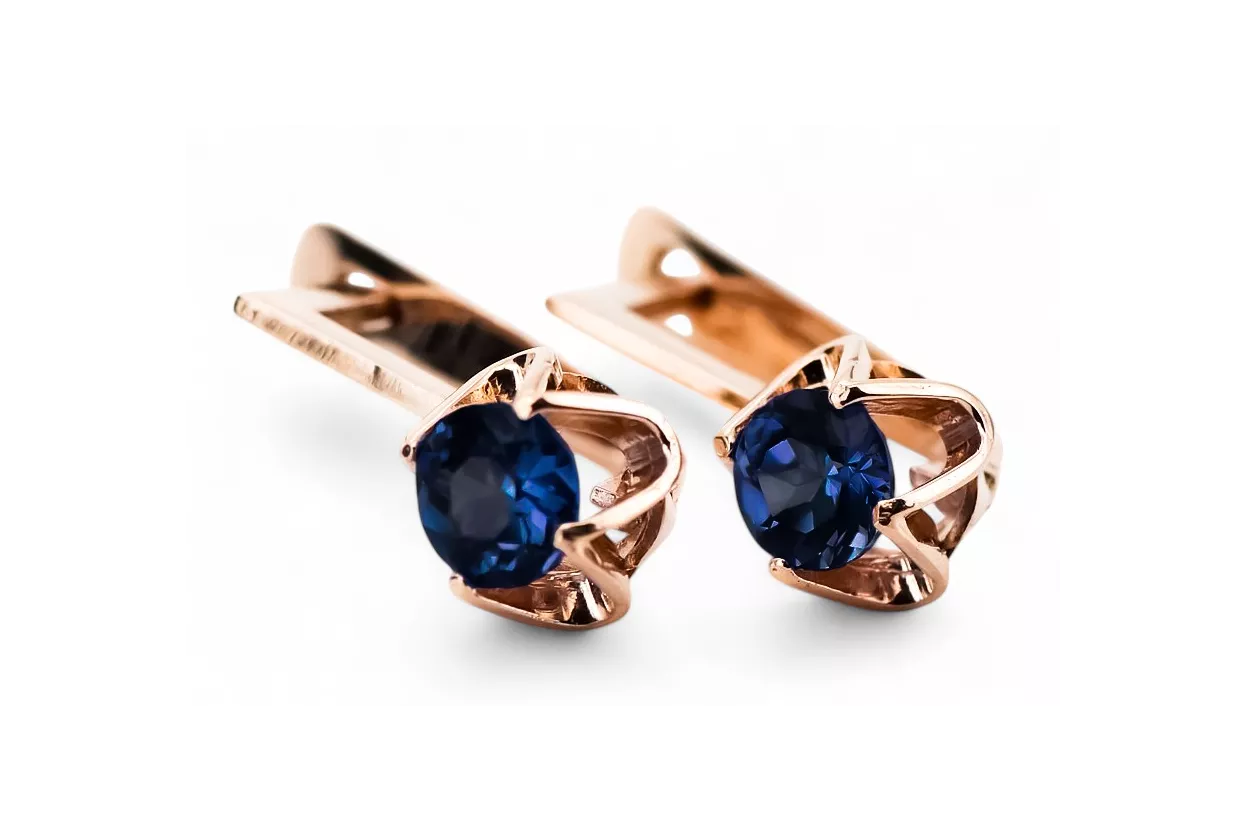 Sapphire Original Vintage 14K Rose Gold Earrings Vintage style vec005r Sapphire Original Vintage 14K Rose Gold Earrings Vintage style vec005r