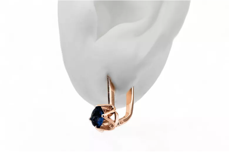 Sapphire Original Vintage 14K Rose Gold Earrings Vintage style vec005r