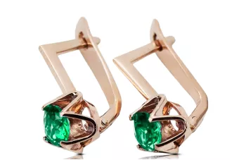 Pendientes Artesanía vintage Esmeralda Oro rosa antiguo original de 14k vec005r