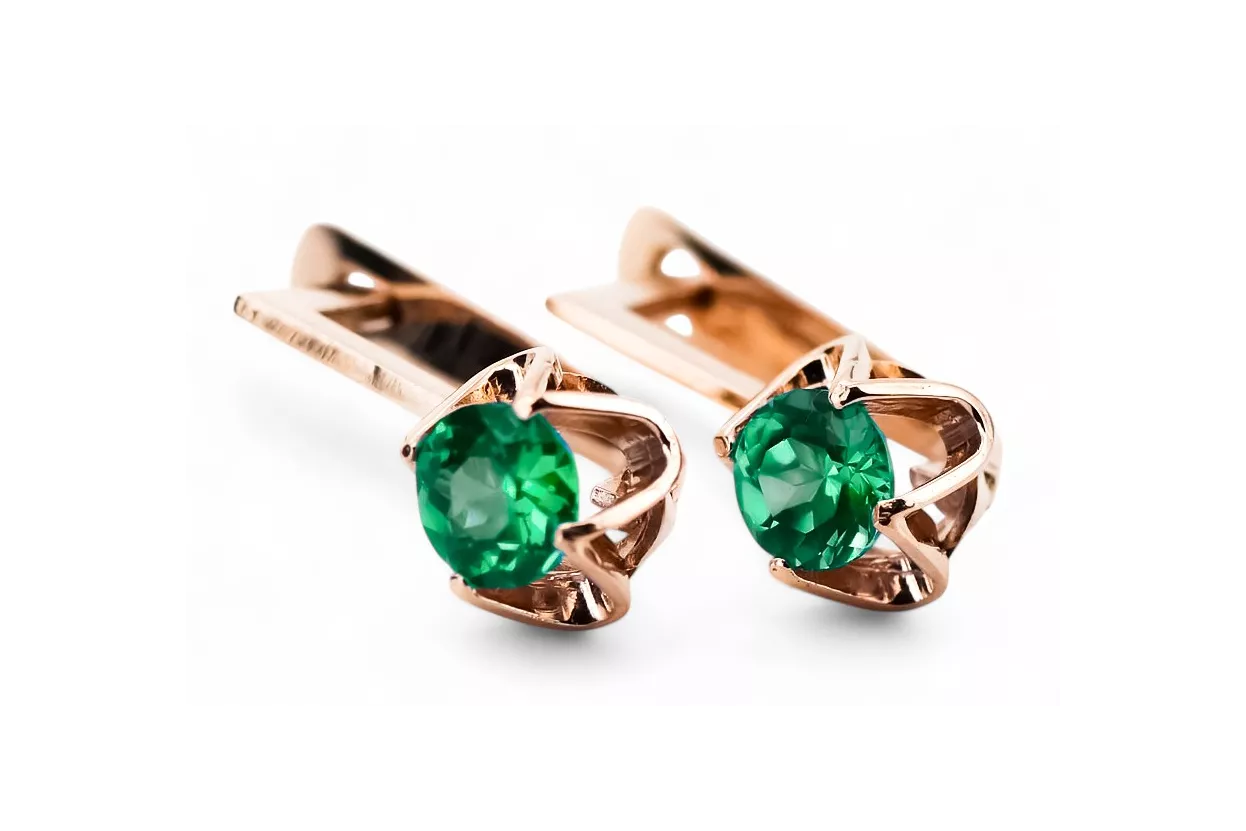 Original Vintage 14K Rose Gold Emerald Earrings Vintage Jewlery vec005r Original Vintage 14K Rose Gold Emerald Earrings Vintage Jewlery vec005r