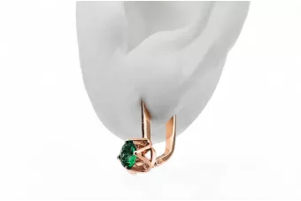 Original Vintage 14K Rose Gold Emerald Earrings Vintage Jewlery vec005r