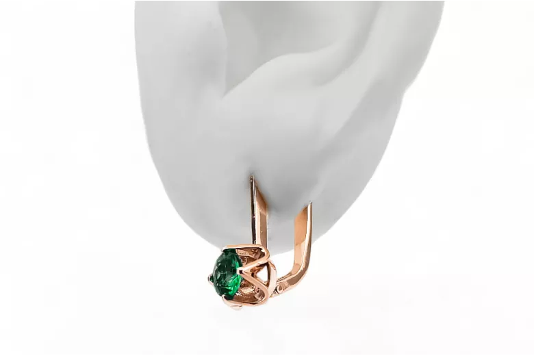 Original Vintage 14K Rose Gold Emerald Earrings Vintage Jewlery vec005r
