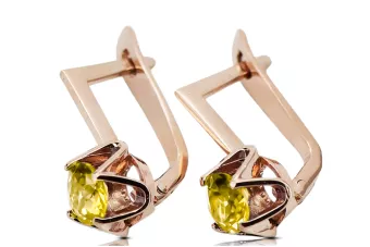 Originalus 14k rožinio aukso vintage Geltonasis peridotas Auskarai Vintažiniai amatai vec005r