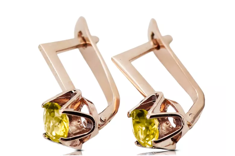 Earrings Vintage Jewlery Yellow Peridot Original Vintage 14K Rose Gold vec005r