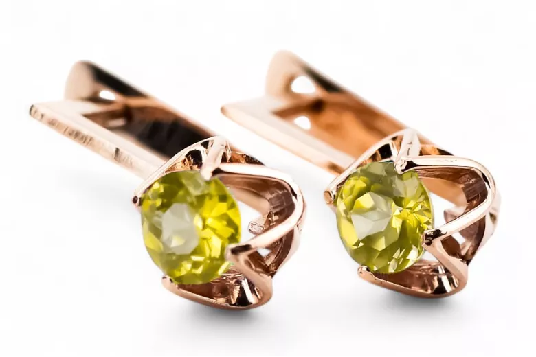 Earrings Vintage Jewlery Yellow Peridot Original Vintage 14K Rose Gold vec005r