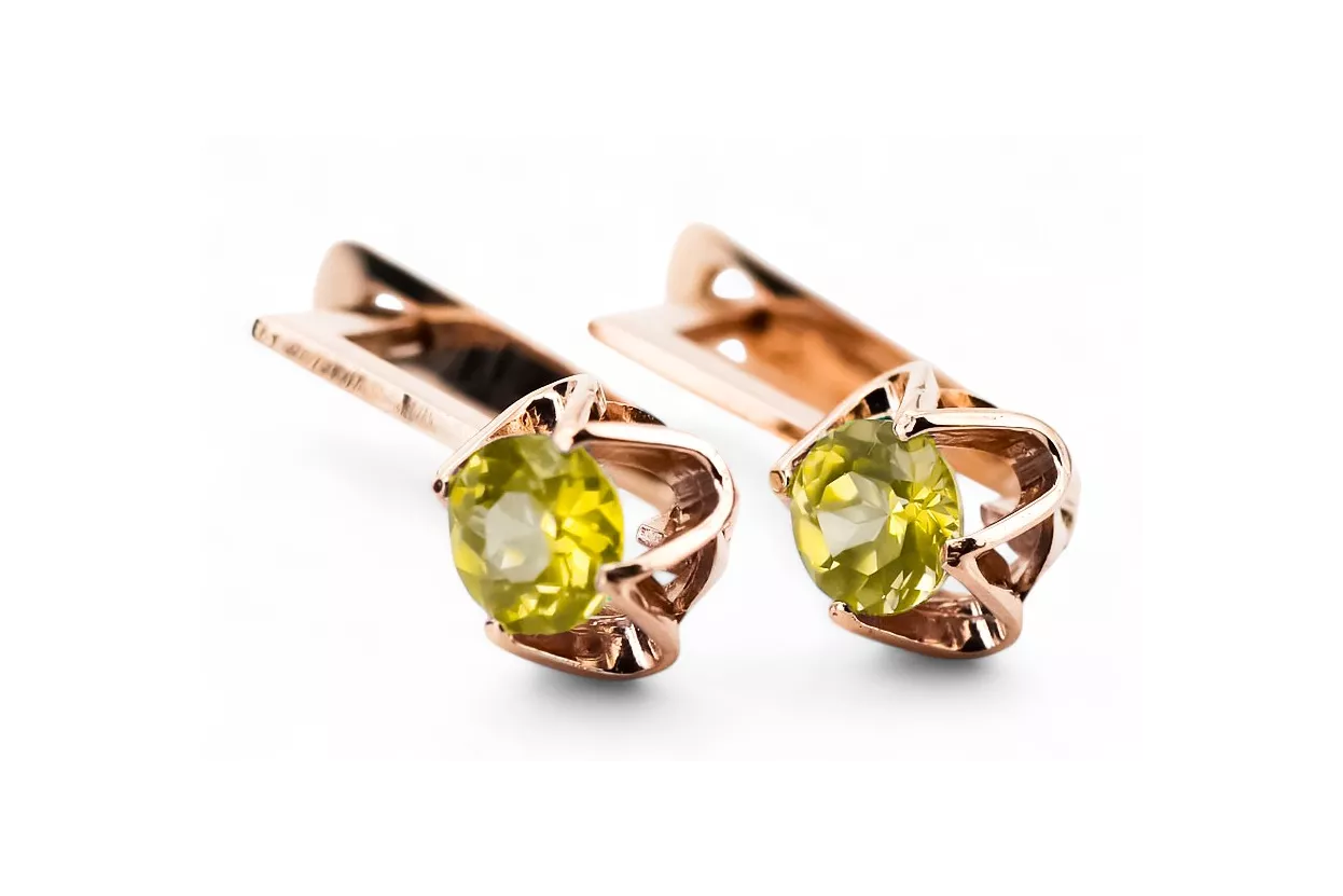 Earrings Vintage Jewlery Yellow Peridot Original Vintage 14K Rose Gold vec005r Earrings Vintage Jewlery Yellow Peridot Original Vintage 14K Rose Gold vec005r