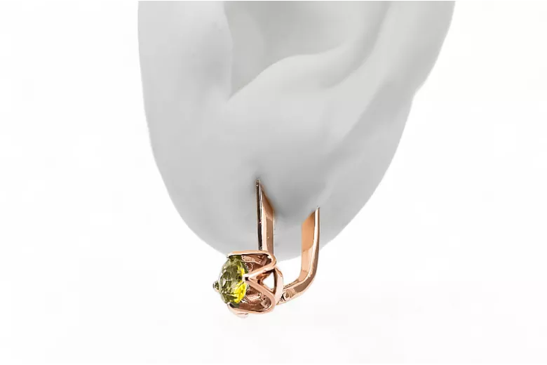 Earrings Vintage Jewlery Yellow Peridot Original Vintage 14K Rose Gold vec005r