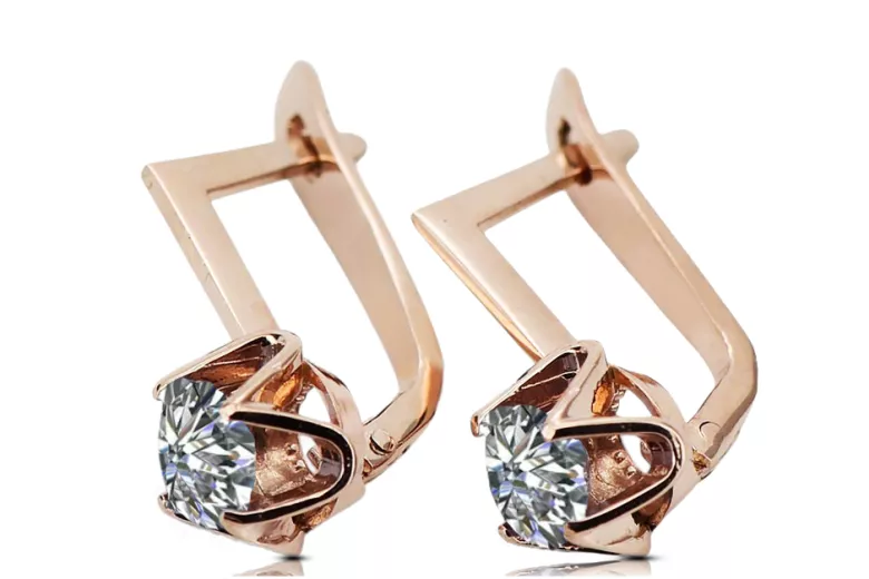 Originales Vintage-Roségold aus 14 Karat Zirkon Ohrringe Vintage Handwerk vec005r