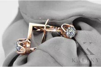 Оригінальне вінтажне рожеве золото 14 карат Циркон Сережки Вінтаж вироби vec005r