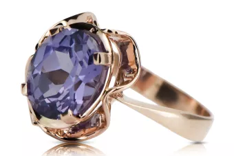 Rose 14K Gold 585 Alexandrite Ring vrc206 stil rus sovietic Vintage
