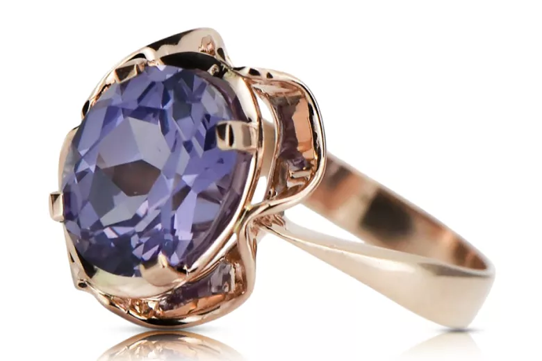 Russian Soviet rose 14k 585 gold Alexandrite Ruby Emerald Sapphire Zircon ring  vrc206