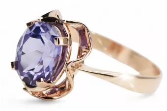 Rusijos sovietų rožė 14k 585 aukso Aleksandritas Rubinas Smaragdas Safiras Zirkonas žiedas vrc206